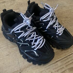 Balenciaga Black and White Athletic Shoes with Chunky Design